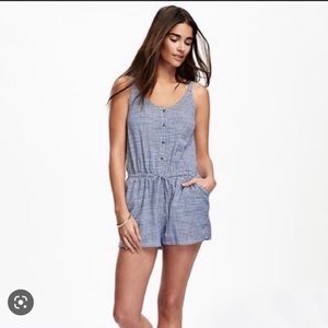 Old navy navy/white checkered gingham romper S nwt!